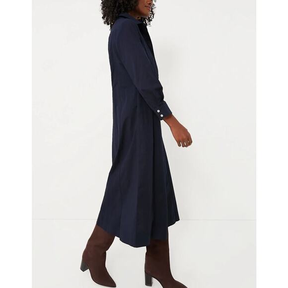 Tuckernuck New Briana Dress Midi Button Down Long Sleeves Dark Navy Size Large - Picture 3 of 15